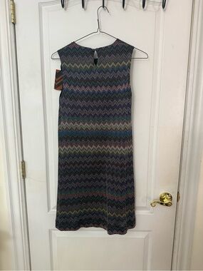 Missoni Sleeveless Chevron Knit Midi Dress in Multicolor Stripes